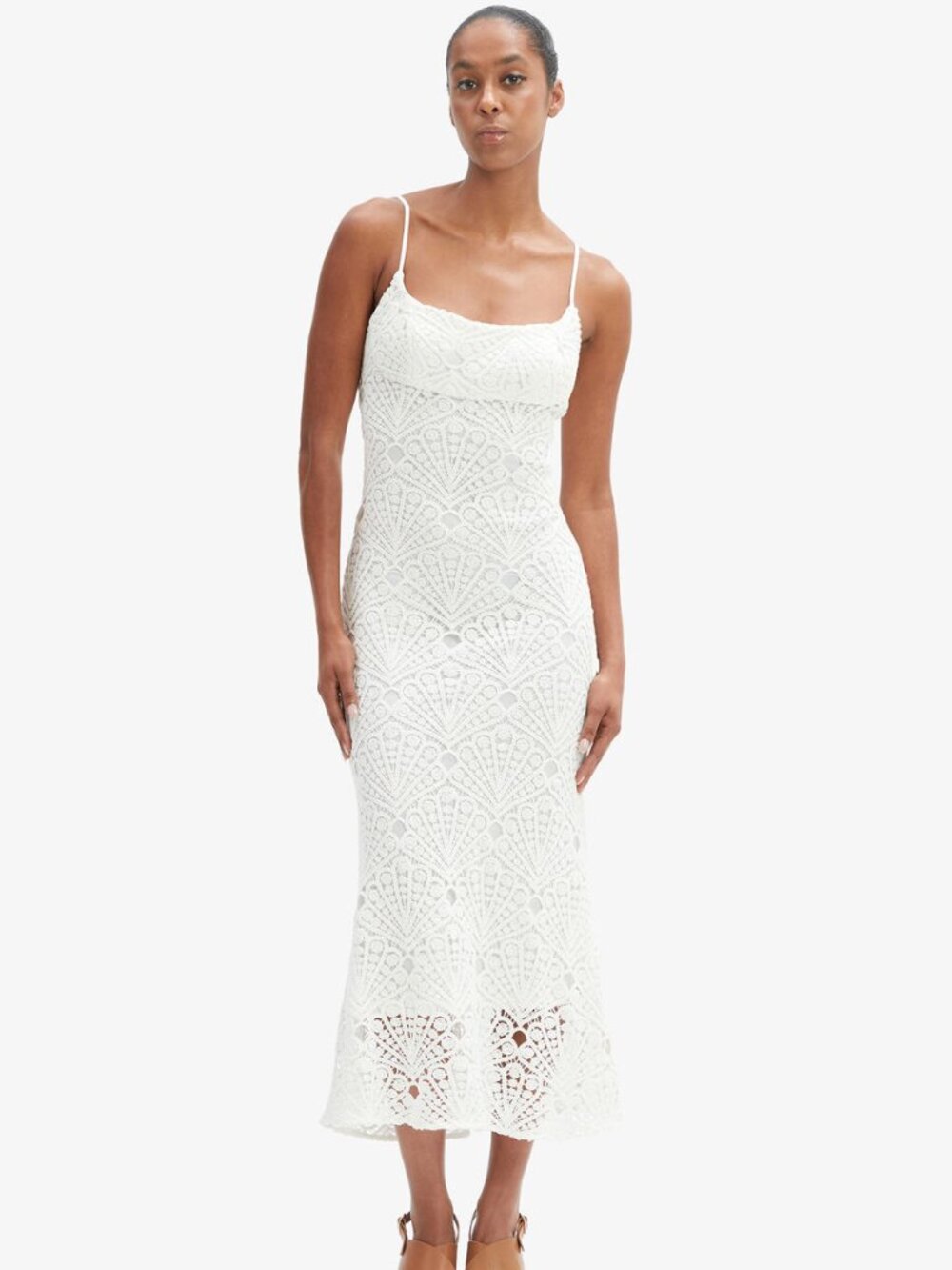 Bardot Adoni Crochet Midi Dress in Orchid White 4